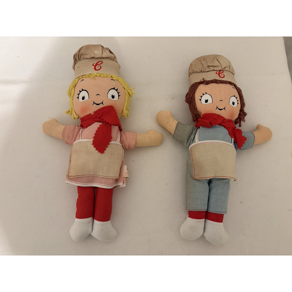 Set of 2 Vintage Knickebocker Campbell's Soup Campbell Kids Cloth Dolls 11" Doll
